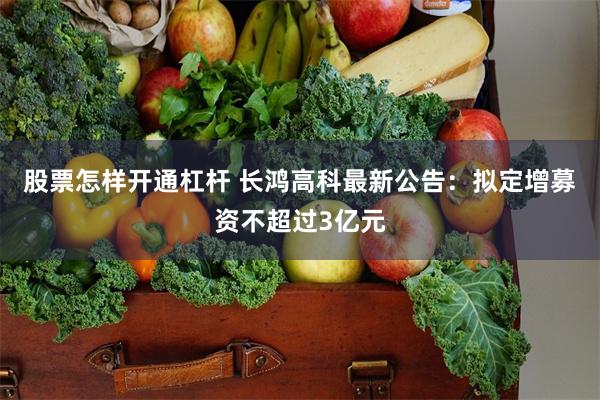 股票怎样开通杠杆 长鸿高科最新公告：拟定增募资不超过3亿元